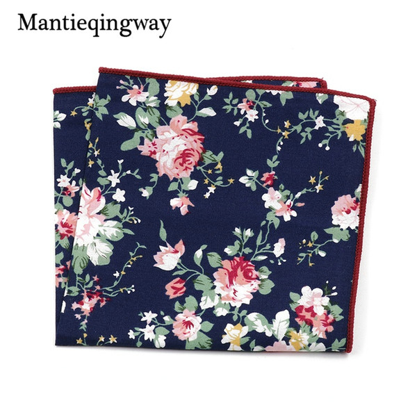 10PCS Mantieqingway Cotton Polyester Handkerchief Floral Printed Pocket Square Wedding 23cm *23cm Hankies For Men Brand Pocket Towel