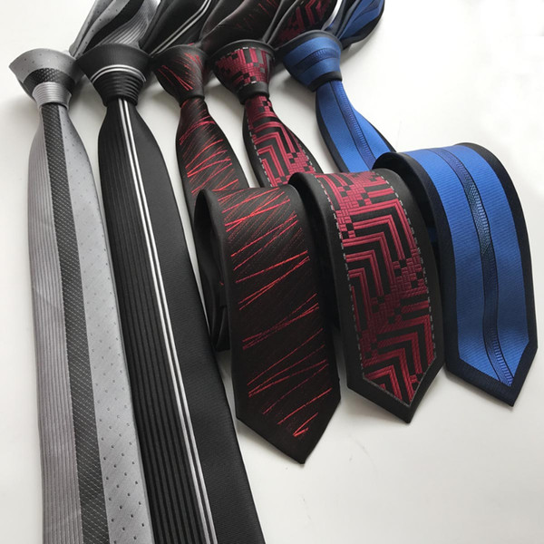 High Quality Luxury Panel Tie Fashion Men Skinny Necktie Half Solid with Half Vertical Stripes Ties