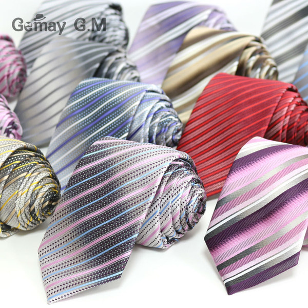 New Fashion Striped ties For men 7cm width Classic Mens Neckties For Business Party Groom Neckwear polyester Microfiber Tie