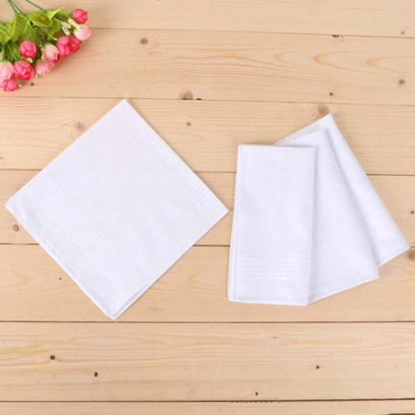 100pcs/lot New 100% Cotton Male Table Satin Handkerchief Towboats Square Handkerchief Whitest 40*40cm Free Shipping