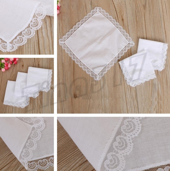 DIY white handkerchief cotton handkerchief with lace edge around pure cotton embroidered handkerchief pure cotton tea Handkerchiefs C0211