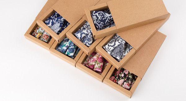 Boxed boutique wholesale supply of necktie suits, cotton printed neckties, scarves and gift boxes