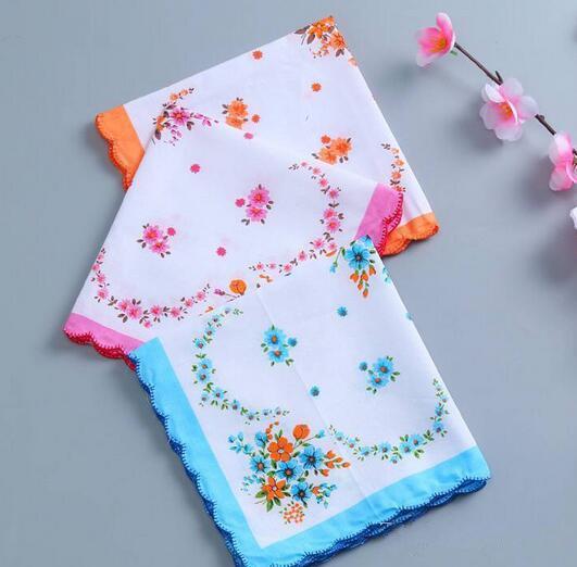 Home Textiles hot 100% Cotton Handkerchief Cutter Ladies Handkerchief Craft Vintage Hanky Floral Wedding Handkerchief 30*30cm Random Color Y