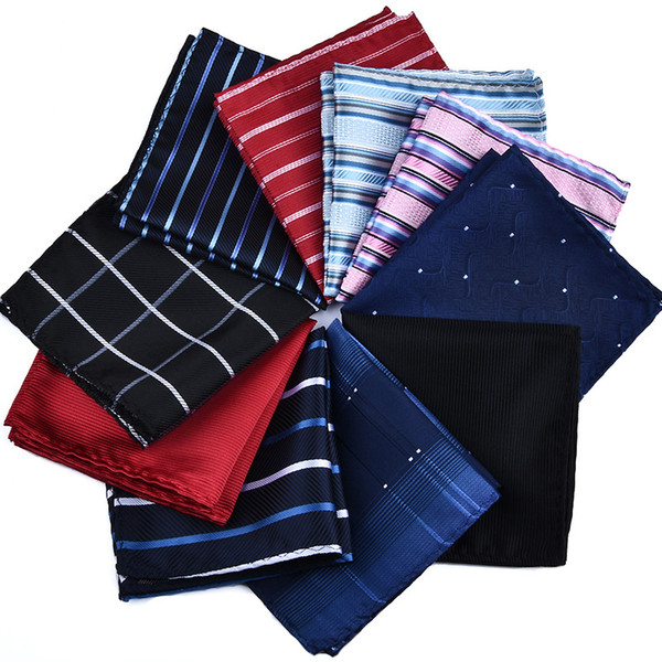 Handkerchiefs Woven Dot Plaid Paisly Striped Hanky Men's Business Casual Square Pockets Handkerchief Wedding Hankies 210090