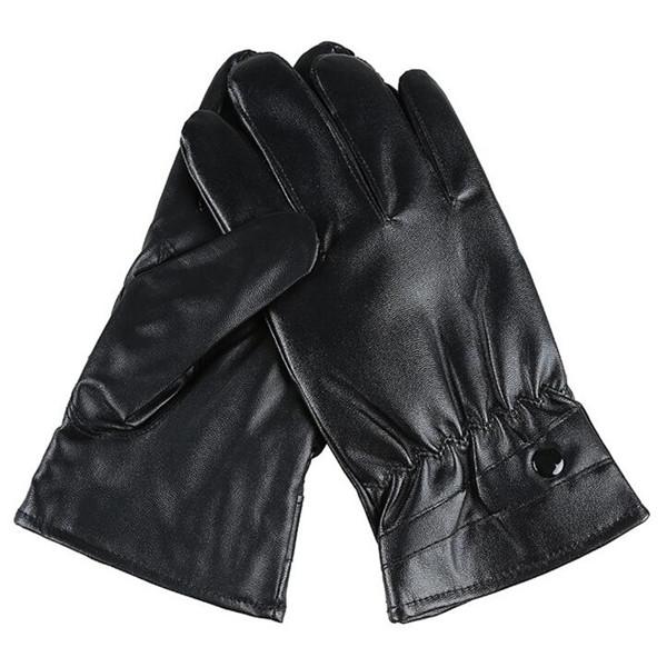 New Men Super Luxurious PU Leather Winter Gloves touch screen smart phone gloves Driving Cycling Motorcycle Gloves Cashmere Wind-Resisting