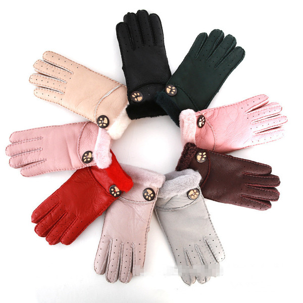 2016 new female fashion gloves Wuzhi smooth fur leather gloves