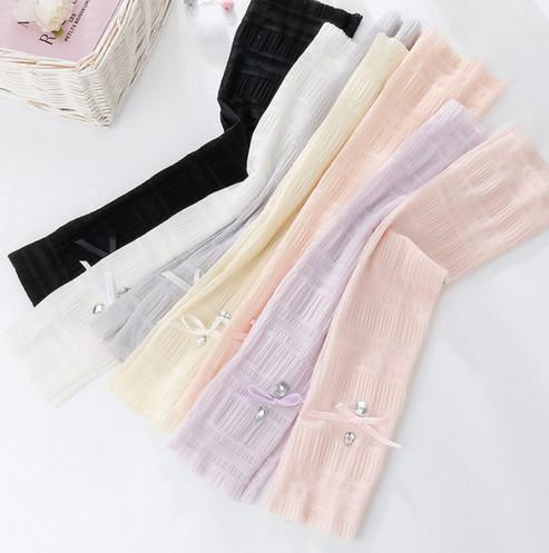 2019 New Women's Summer Sunscreen Gloves Long Show Finger Bubble Silk Butterfly Knot with Drill Sleeve