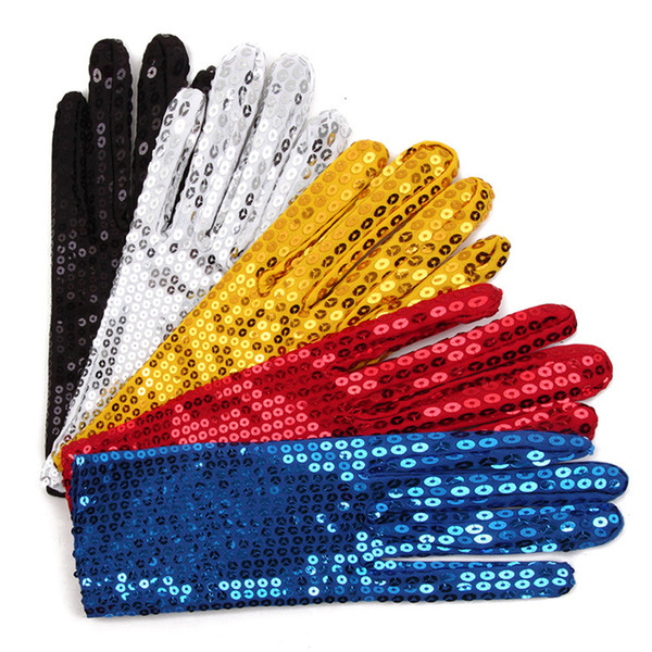 Sequins Gloves Kids Paillette Gloves for Stage Performance Mike Jackson Gloves for Adult Baby Girl Party Dance Finger Halloween Glove