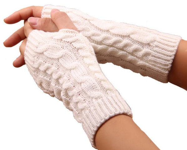 2018 Lady Knitted Fingerless gloves adult woman autumn Winter Wrist solid color Hand Gloves Warmer knitted gloves 7colors A950