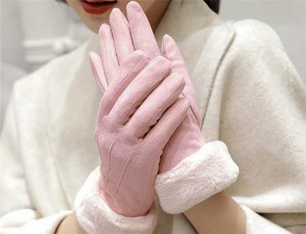 2019 new brand luxury women's winter gloves moose leather pure color fashion multi-functional gloves