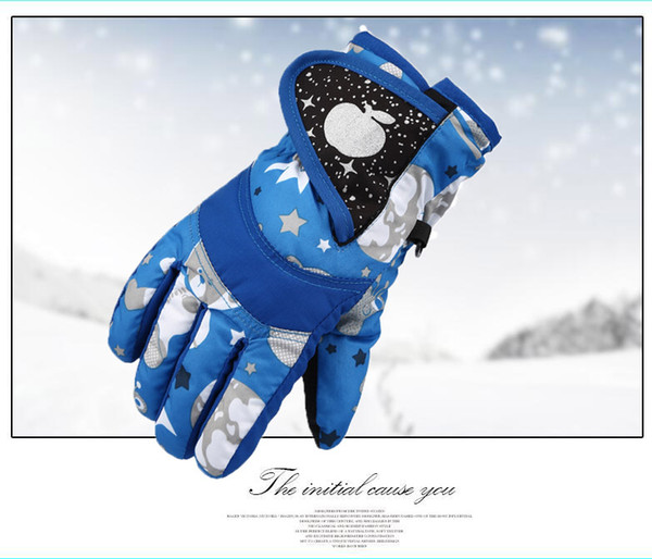 Men's and women's waterproof thickened warm weather riding outdoor skating and skiing children's gloves