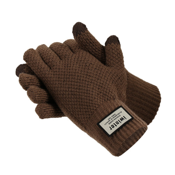 Winter Autumn Warm Men Knitted Gloves Flexible Full Finger Gloves Male Thicken Wool Cashmere Solid Gloves for Smart Phone Tablet