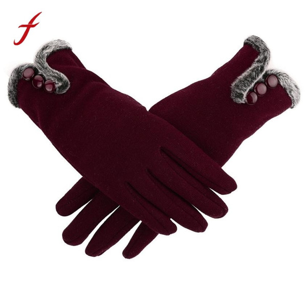 New Style Women Female Gloves Winter Warm Women Leater Waterproof Driving Full Finger Gloves Touch Screen Gloves For Mobile