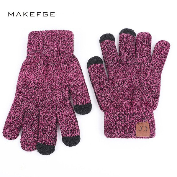 2018 Brand High Quality Knit Gloves Man Woman Warm Mittens Plus Velvet Thicken Gloves for touch screens Wool Cashmere Unisex