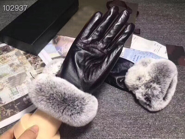 New arrival fashion hot sale warm for women fur Real lambskin Gloves skin gloves LEATHER Warm for women's gloves with original box receipt