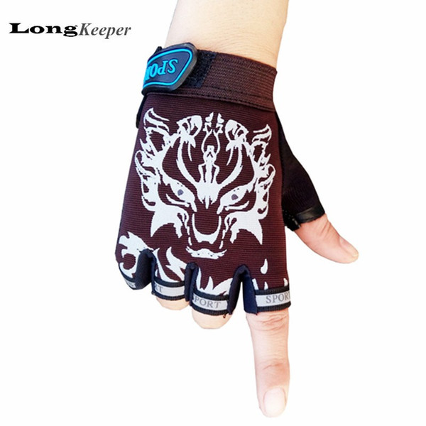 LongKeeper Sport Gloves For Kids Semi-finger Children Mittens Boys Girls fingerless Cartoon Gloves for 5-13 Years Kid G-KID01