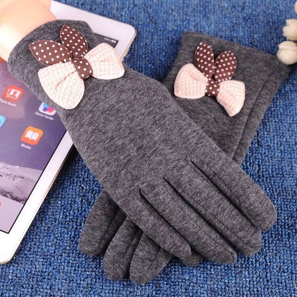 New ladies no down touch gloves autumn winter plus down warm gloves Korean version fashion riding cotton gloves