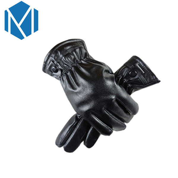 Winter Warm Covered Finger Halter Gloves For Women Men PU Leather Screen Wrist Mittens Outdoor Windproof Gloves Style Randomly