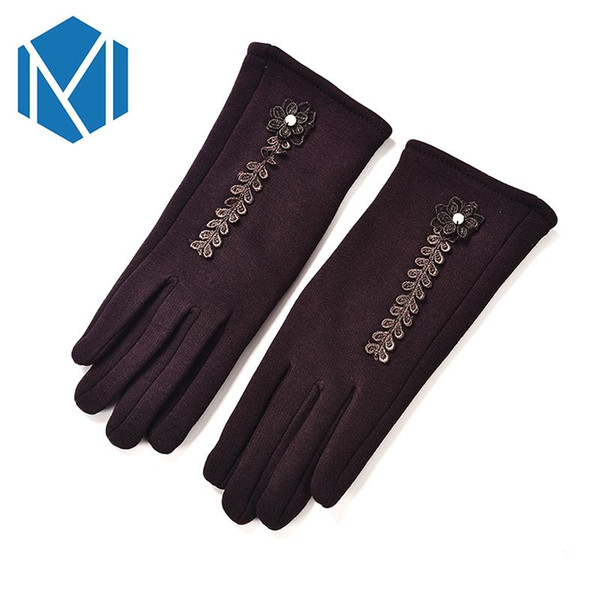 2018 Women Elegant Winter Warm Mittens Screen Gloves Female Soft Wrist Flower Gloves Girls Casual Covered Finger Halter Glove