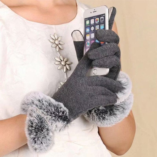 Fashion Female Wrist Warmer Winter Mittens Gloves Women Faux Rabbit Fur Hand SexyaLuvas Glove Girls Covered Finger Halter Glove