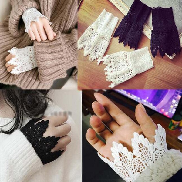 Beautiful Goddess Elegant Lace Arm Warmers Women Gloves Accessories Black White Cuff Fake Arm Sleeves