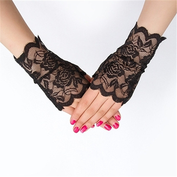 womens sunscreen short gloves fashion sexy fingerless lace driving gloves Spring and Summer Lace glove