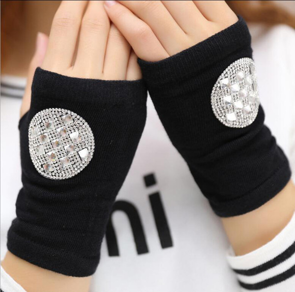 Fashion Unisex Autumn Winter Students Cute Ladies Mittens Korean Cotton Warm Half-Sailor Drill Navy Fingerless Gloves