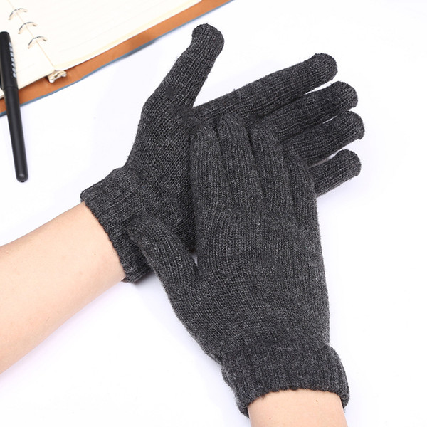 New Korean Solid Men Knitted Gloves Autumn Winter Wool Monochrome Warm Thick Wool Mittens Winter Gloves