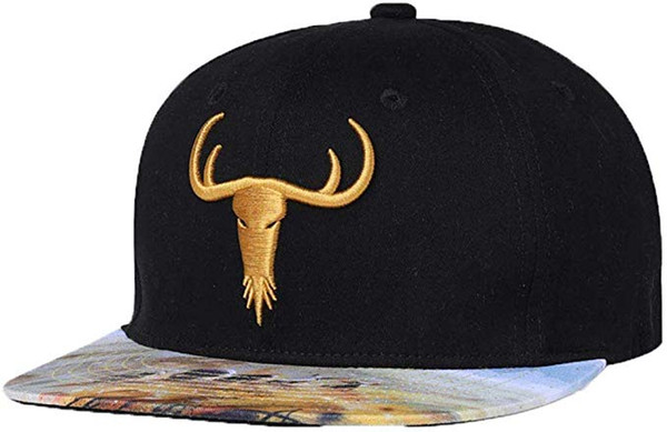 King Star Fashion Bull Head Design Embroidery Hip Hop Hat Street Skateboard Flat Canvas Cap Men Women Casual Dance Snapback Skull Hat