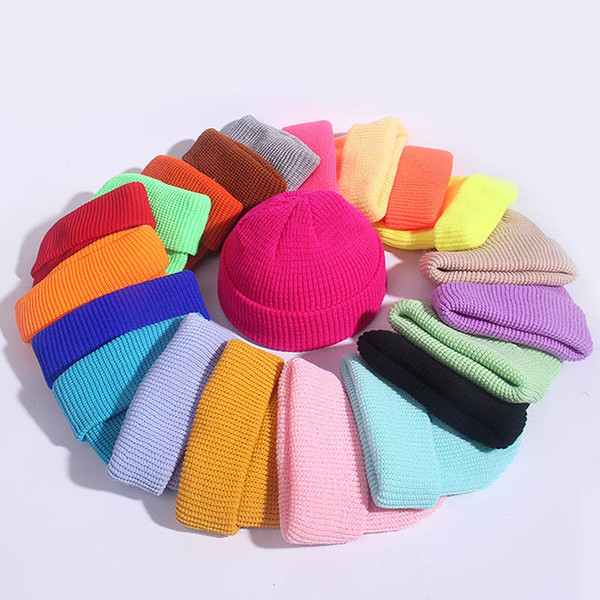 23 colors short section melon cap knit dome watermelon cap woolen capless DIY pattern Skull caps ingot knit caps autumn and winter warm