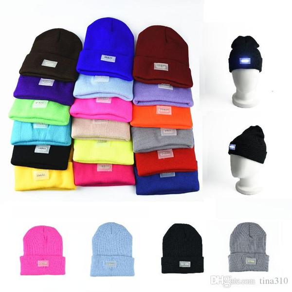 New Adult Led Winter Beanies Led light Beanies Hats knitted caps Warm Beanies Led Beanie Crochet Lighting Caps B0877