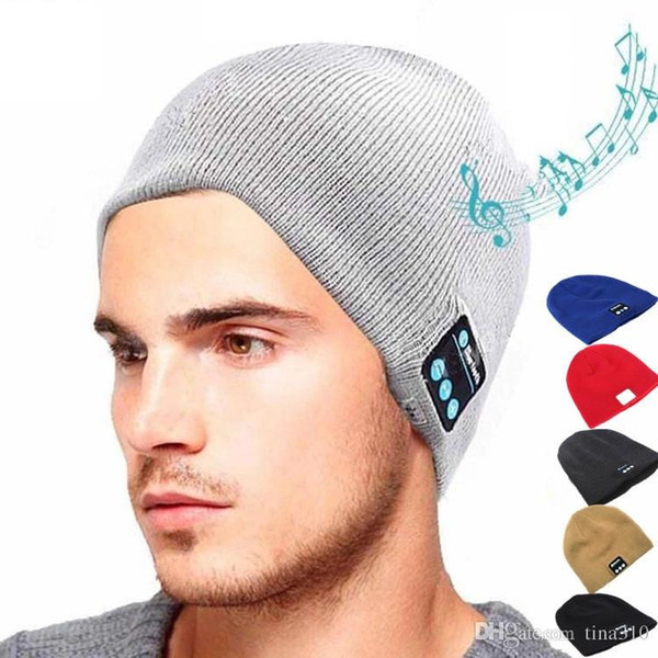 Wholesale-Multicolor smart Bluetooth hats Warm smart Knitted Hats With Stereo Headphone Headset for Men and Women winter hats A0382