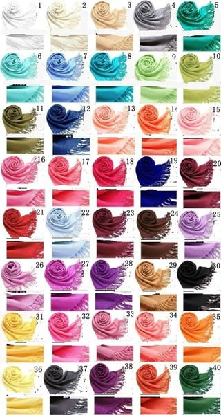 40 Colors Hot Pashmina Cashmere Solid Shawl Wrap Women's Girls Ladies Scarf Soft Fringes Solid Scarf