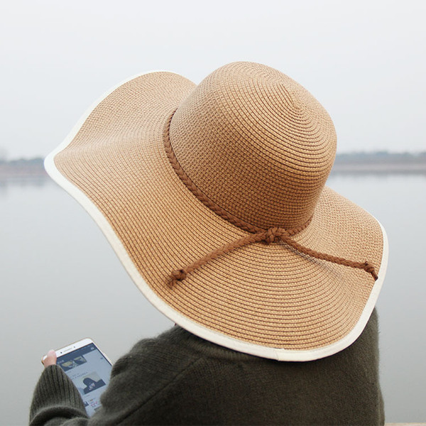 2019 new lady summer straw hat lightweight breathable shade big split along the sun hat beach sun hat