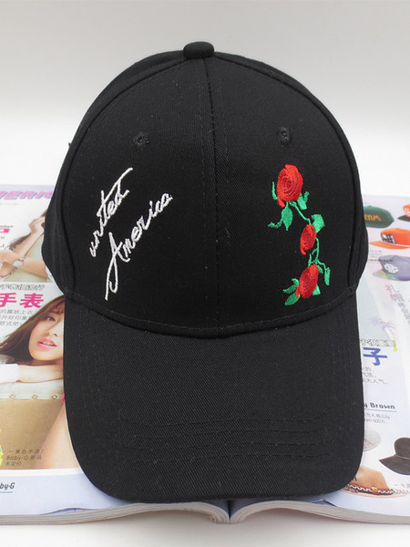 New Hot Fashion Roses Men Women Baseball Caps Spring Summer Sun Hats for Women Solid Snapback Cap