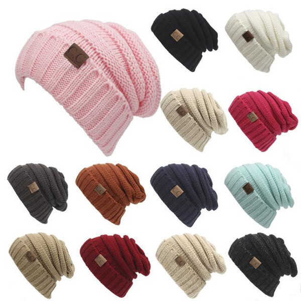 Cheap Wholesale Woolen Trendy Hats Winter Knitted Beanie Label Winter Knitted Wool Cap Unisex CC Solid Hat Beanies Hat