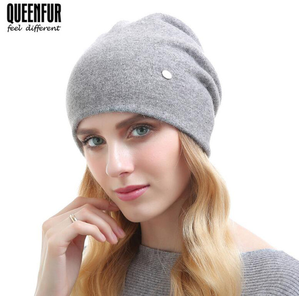 New Fashion Warm Autumn Winter Knit Cap Double Layers Cashmere Hat Classic Solid Wool Skull Beanie Caps