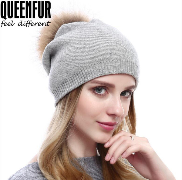 New Cashmere Women Beanie Skull Caps Fashion Popcorn Hair Ball Knit Hat Autumn Winter Warm Cap