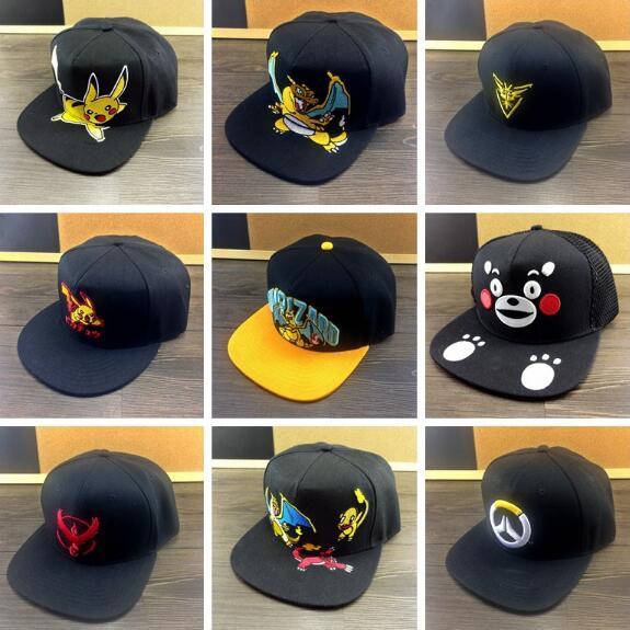 15pcs Cartoon pika chu kumamoto mix boy girl Fashion Sun Hat Cloth cap Casual Cosplay Baseball Cap gifts U1