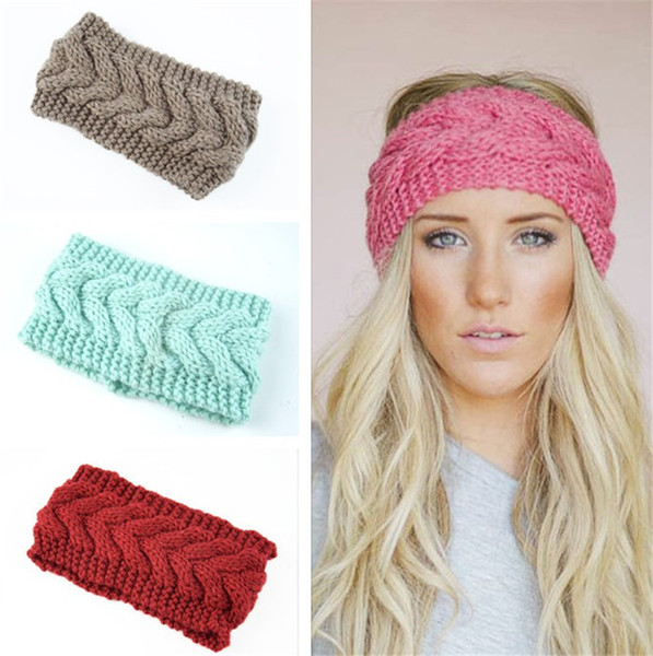 Women Crochet Headband Colorful Wool Crochet Headband Knit Hair Band Winter Warm Headbands Girls Headwrap Ear Muffs