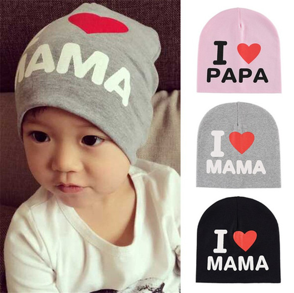 New Unisex Baby Boy Girl Toddler Infant Children Cotton Soft Cute Hat Cap Winter Star Hats Baby Beanies Accessories I Love Papa Mama