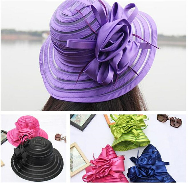100pcs Mesh Kentucky Derby Church Hat For Women Organza Hat Wide Brim Flat Caps J162