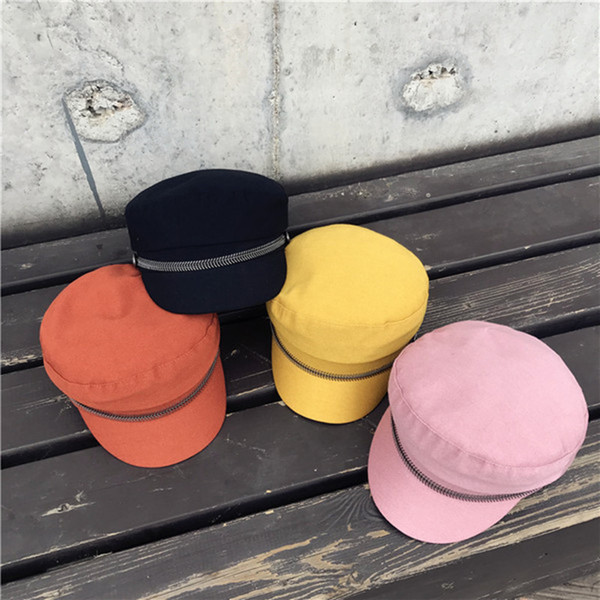 Candy Colors Navy Hat Fall Winter Newsboy Cap Women Eight-panel Hat Cotton Baker Boy Caps Retro Women Hats
