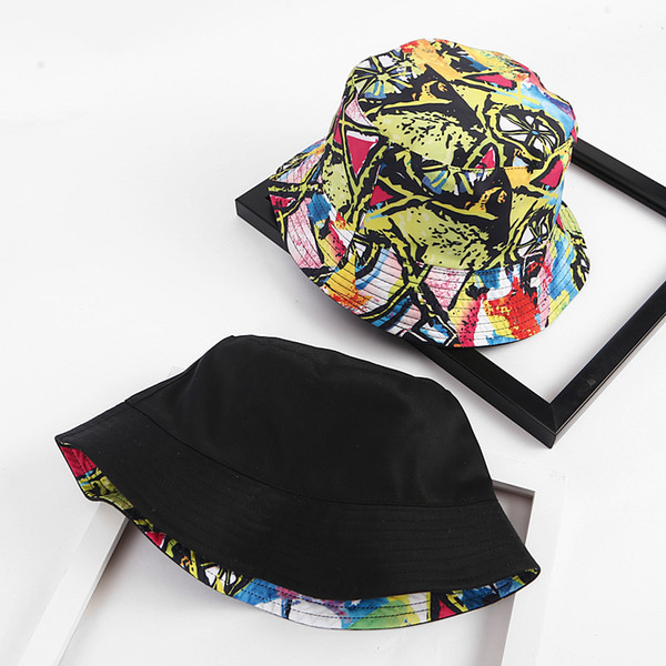 Women Man Sun Hat Summer Bucket Hat Double Side Wear Caps Reversible Hat Hip Hop Cap