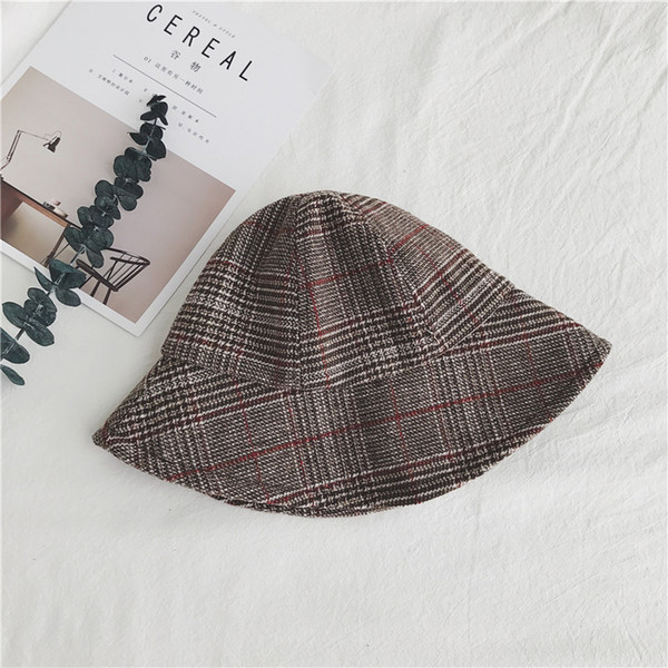 Brand New South Korean Version Sunshade Female Beach Hat Handcrafted Bucket Hat Outdoor Sun Protection Folding Hats Grid Hat