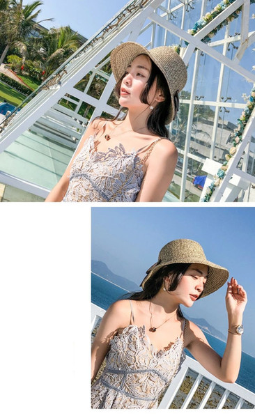 2018 Brand New Style Bind Straw Hat For Ladies Korean Sun Protection Hats Elegant and Breathable