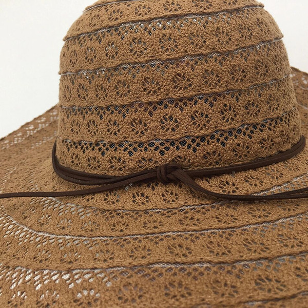 New Style Straw Hollow out lace Hat For Ladies Korean Sun Protection Hats Travel Beach Hats