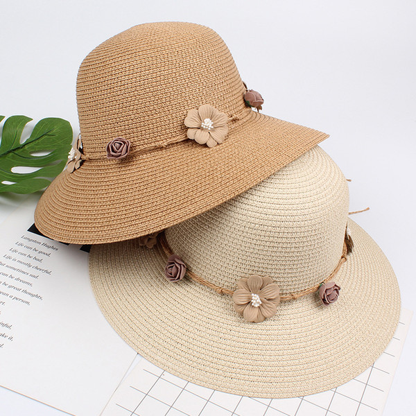 Hot Sale Brand New South Korean Version Sunshade Female Beach Hat Handcrafted Straw Hat Outdoor Sun Protection Hats Flower Hat