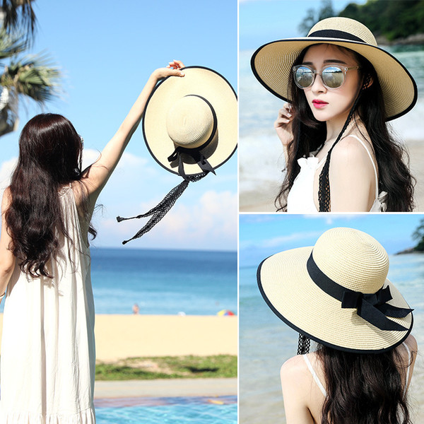 2018 Hot Sale Brand New South Korean Version Sunshade Female Beach Hat Handcrafted Bucket Hat Outdoor Sun Protection Folding Hats