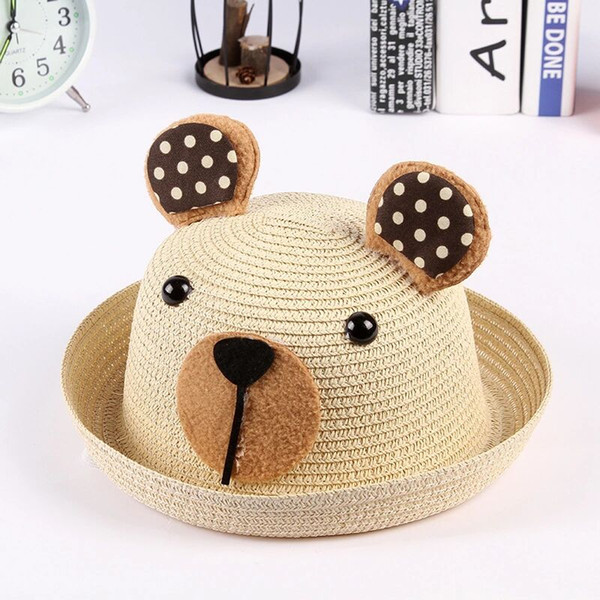 2018 Brand New And Hot Sale Outdoor Dog Children's Sats Are Fitted With Curly-edged Stereoscopic Straw Hats